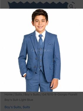Giorgio Fiorelli Light Blue Boys' 3-Piece Suit Size 6